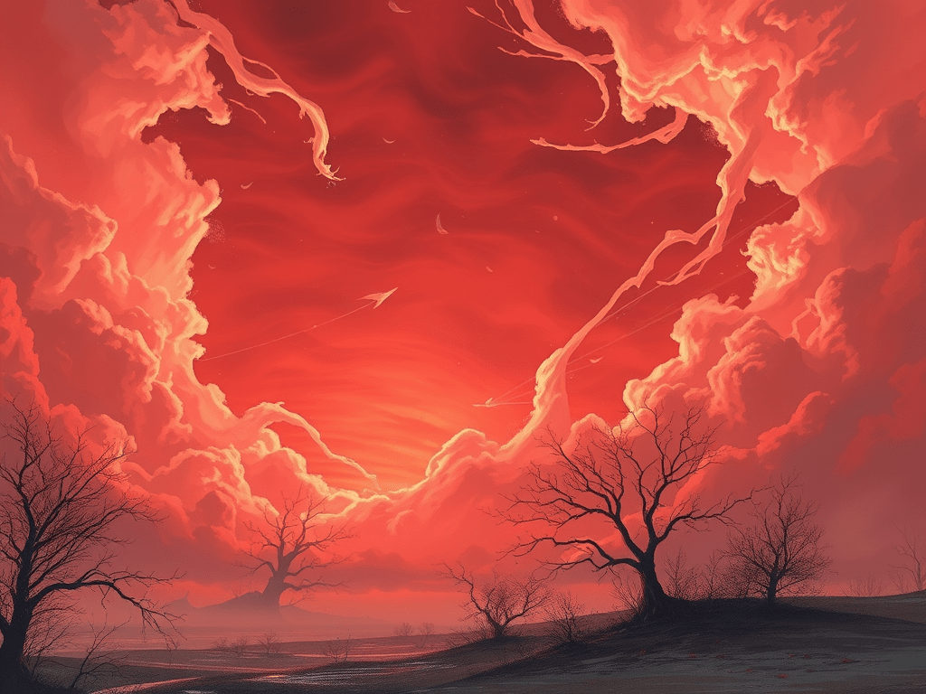 Micropoetry Red About the Sky- by Heather Mirassou